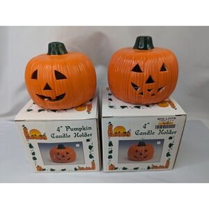Pumpkin Candle Holder Lot of 2 4 Inch Midwestern Home